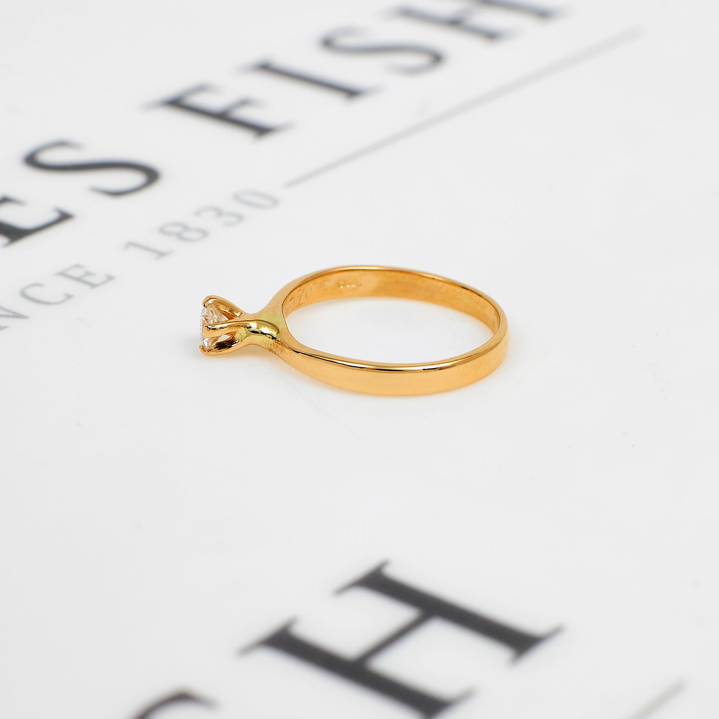 Pre-Owned 14ct Gold High Set Diamond Ring Size J.5