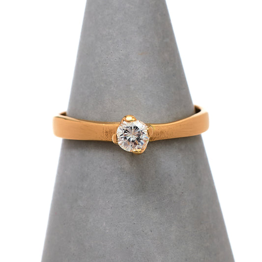 Pre-Owned 14ct Gold High Set Diamond Ring Size J.5
