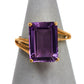 Pre-Owned 14ct Gold Rectangle Amethyst Ring Size P