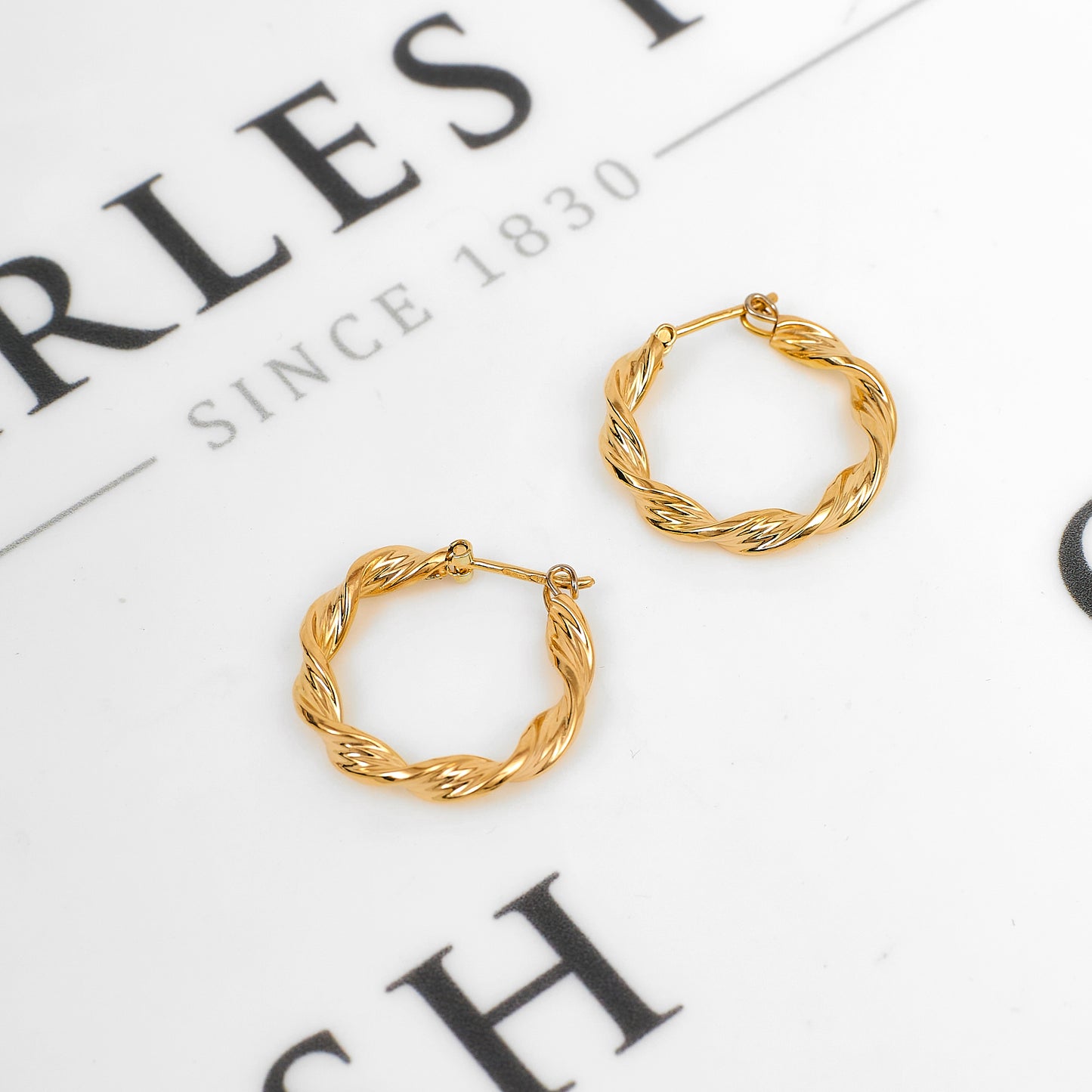 Pre-Owned 9ct Gold Twist Creole Hoop Earrings