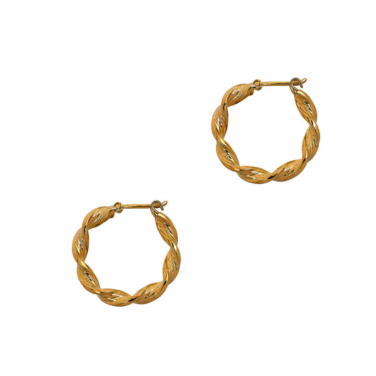 Pre-Owned 9ct Gold Twist Creole Hoop Earrings