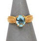 Pre-Owned 9ct Gold Oval Aquamarine Ring Size P