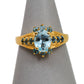 Pre-Owned 9ct Gold Oval Aquamarine Cluster Ring Size P