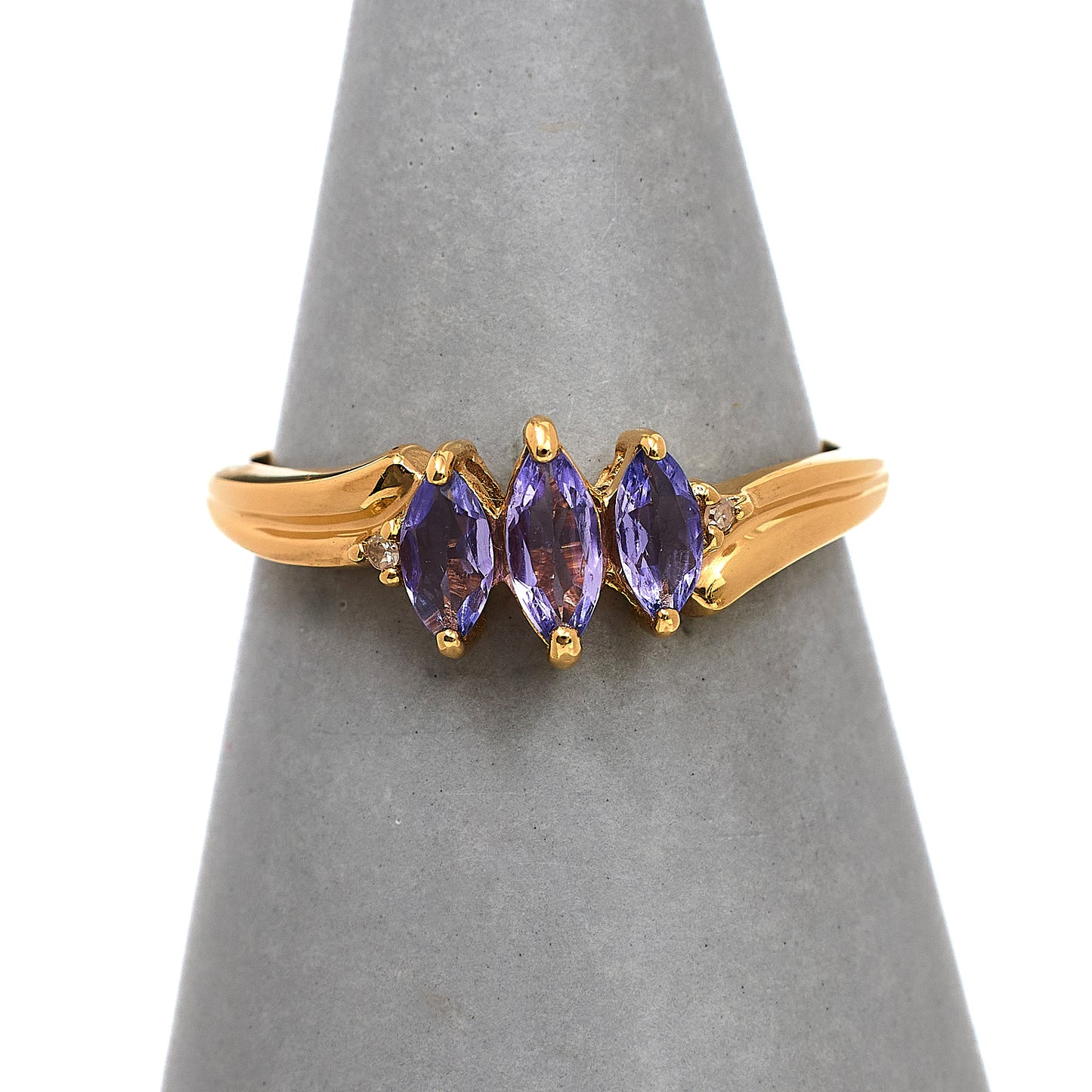 Pre-Owned 9ct Gold Tanzanite & Diamond Ring Size N