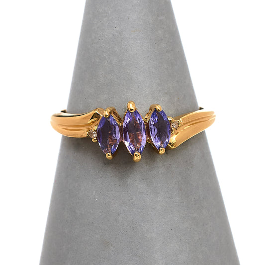Pre-Owned 9ct Gold Tanzanite & Diamond Ring Size N