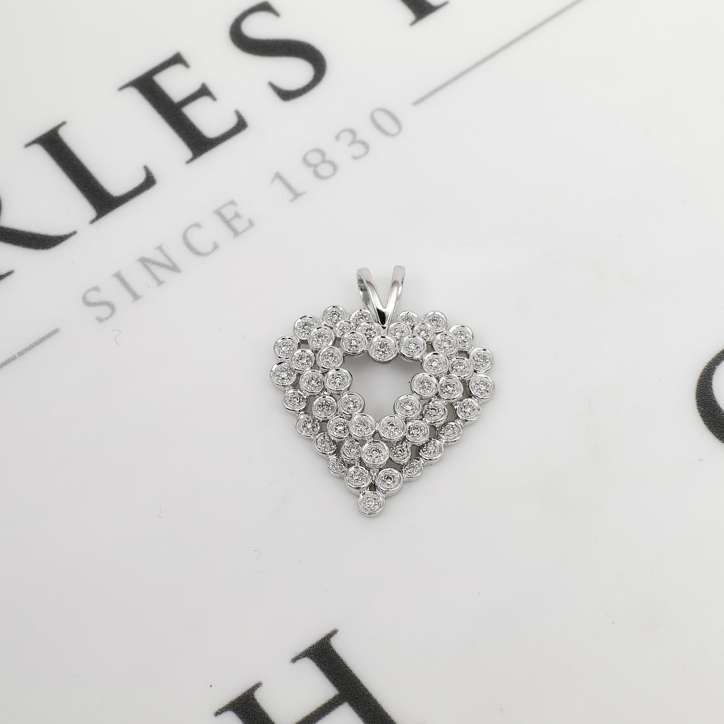 Pre-Owned 14ct White Gold Multi Diamond Heart Pendant