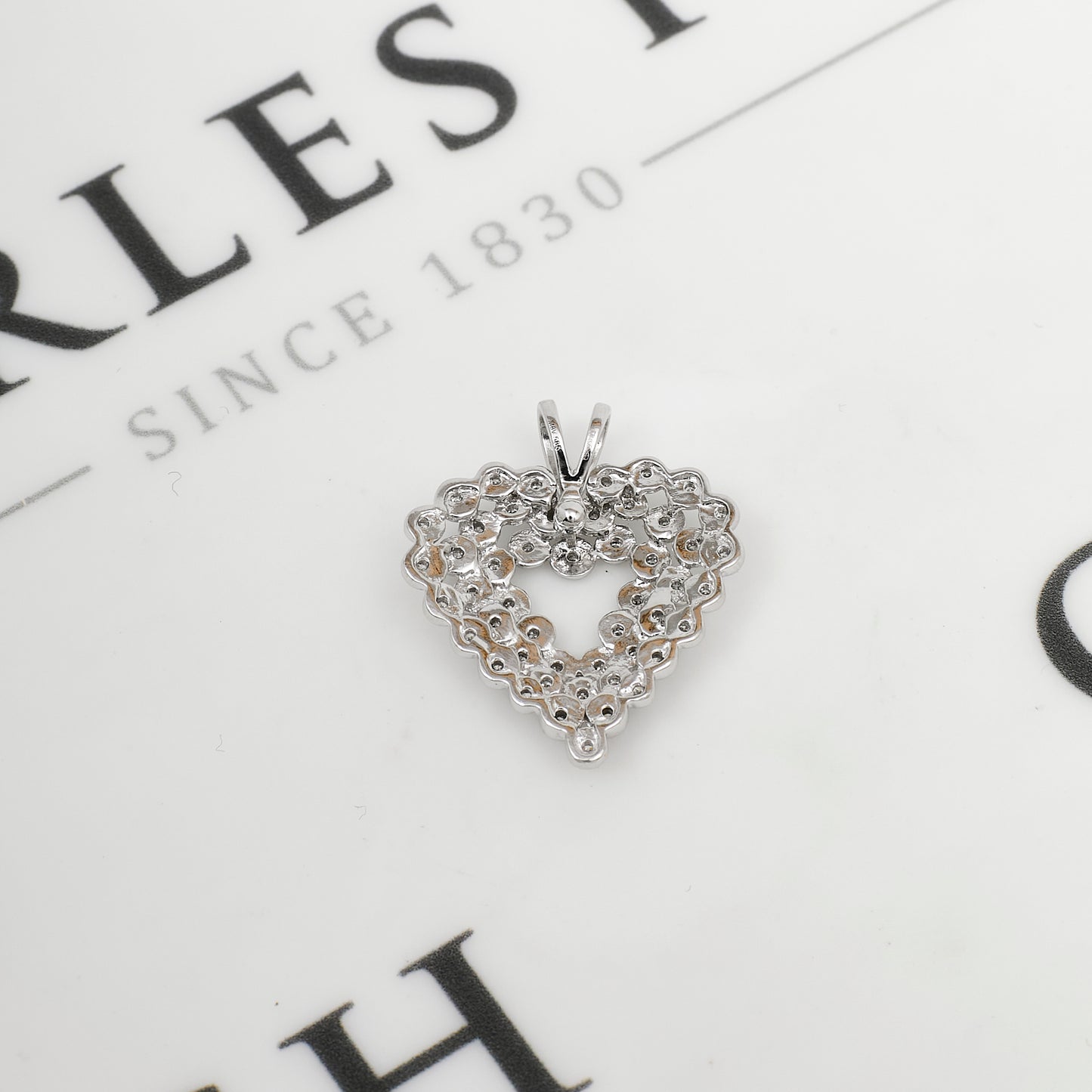 Pre-Owned 14ct White Gold Multi Diamond Heart Pendant