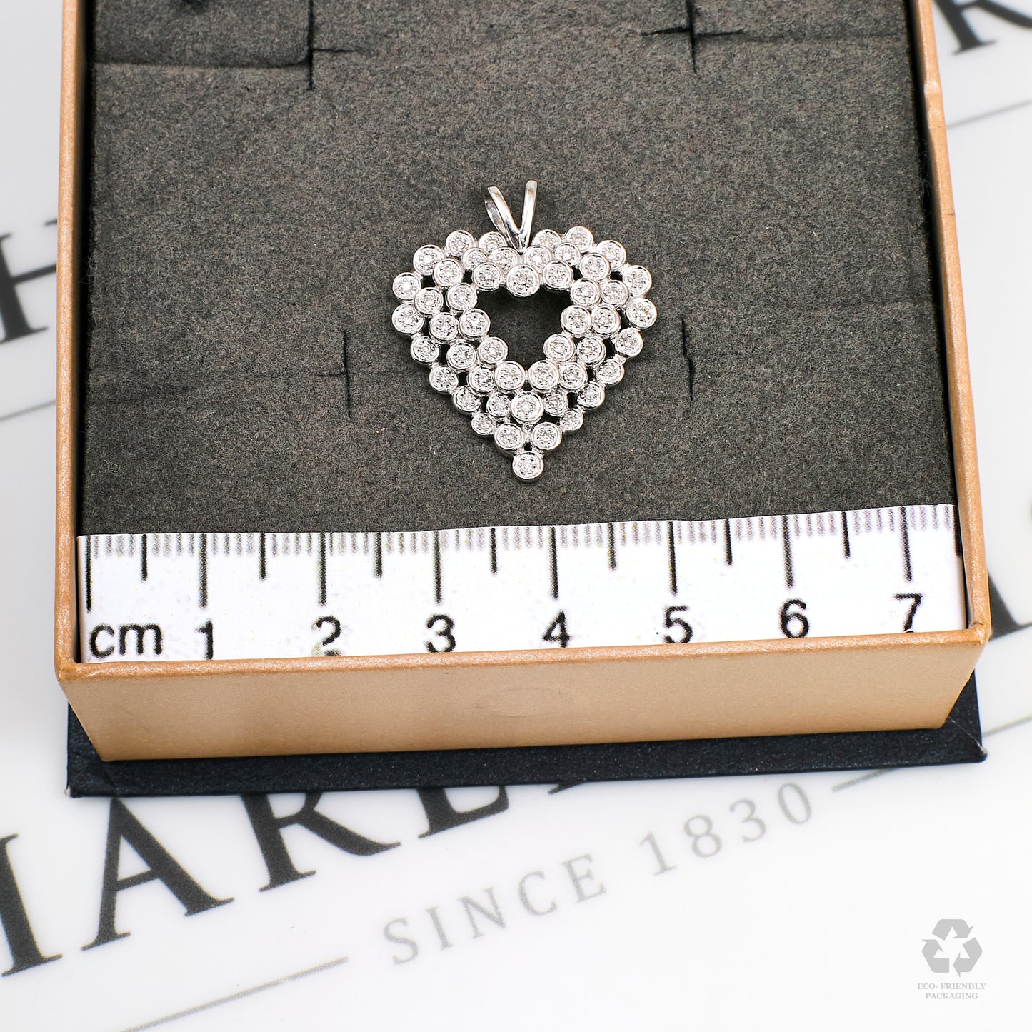 Pre-Owned 14ct White Gold Multi Diamond Heart Pendant