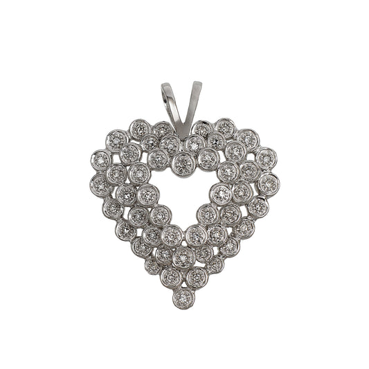 Pre-Owned 14ct White Gold Multi Diamond Heart Pendant