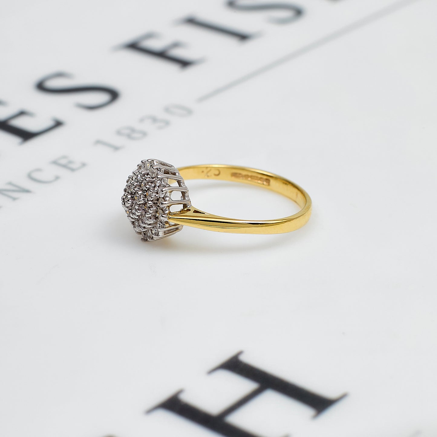Pre-Owned 9ct Gold Diamond Cluster Ring Size K.5