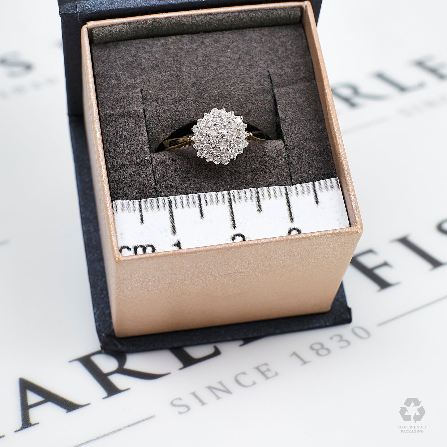 Pre-Owned 9ct Gold Diamond Cluster Ring Size K.5