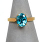 Pre-Owned 9ct Gold Oval Blue Zircon Ring Size N
