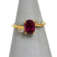 Pre-Owned 9ct Gold Garnet & White Zircon Ring Size N