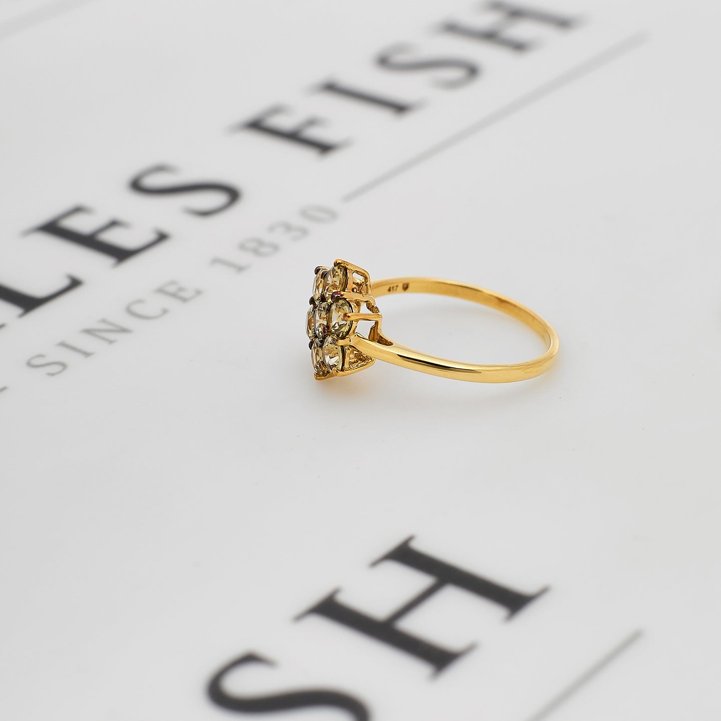 Pre-Owned 9ct Gold 7 Diaspore Flower Cluster Ring Size N