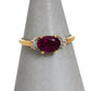 Pre-Owned 9ct Gold Oval Garnet & 10 White Zircon Ring Size N