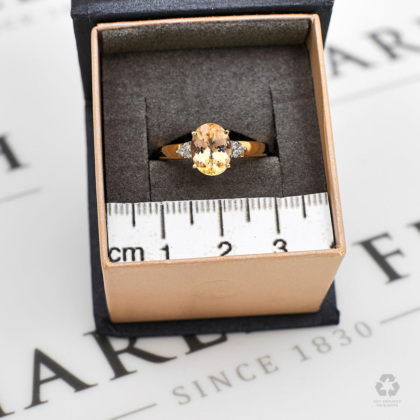 Pre-Owned 9ct Gold Oval Danburite & White Zircon Ring Size N