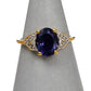 Pre-Owned 9ct Gold Oval Iolite & White Zircon Ring Size N