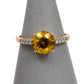 Pre-Owned 9ct Gold Yellow & White Zircon Ring Size N
