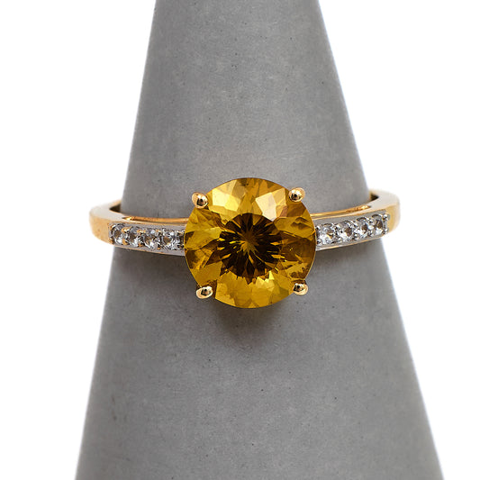 Pre-Owned 9ct Gold Yellow & White Zircon Ring Size N
