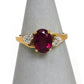 Pre-Owned 9ct Gold Oval Garnet & 4 White Zircon Ring Size N