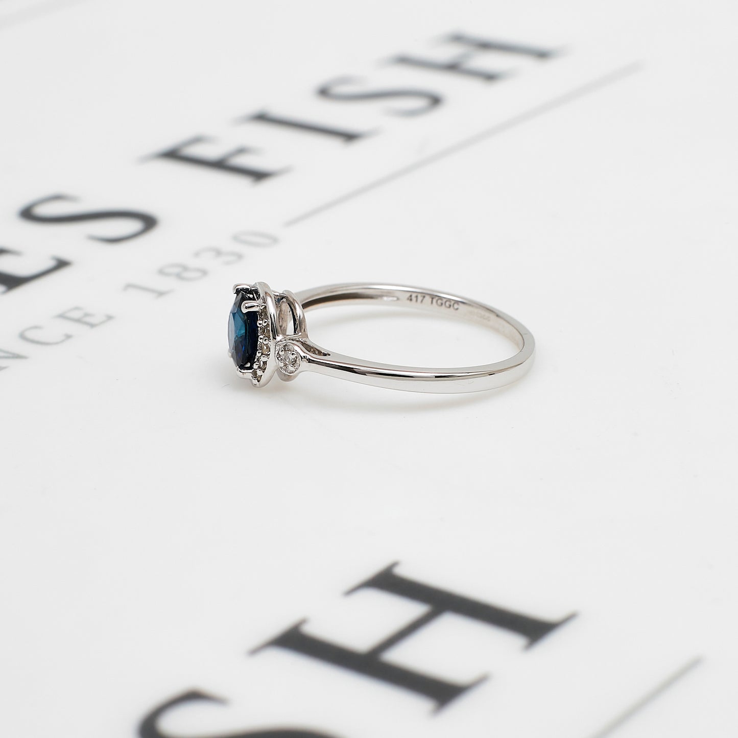 Pre-Owned 9ct White Gold Sapphire & Zircon Dress Ring Size N