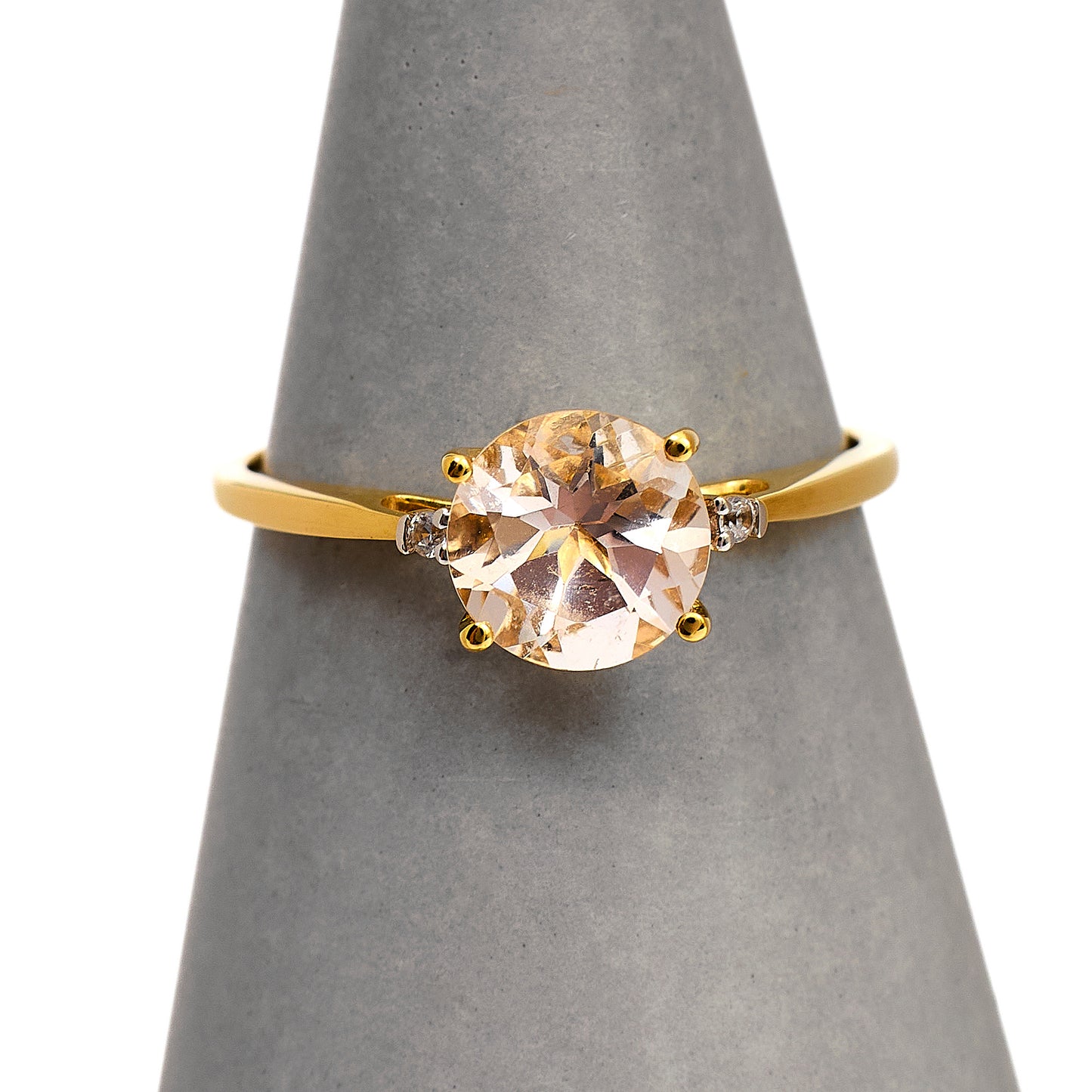 Pre-Owned 9ct Gold Round Beryl & White Zircon Ring Size N