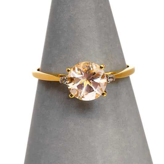 Pre-Owned 9ct Gold Round Beryl & White Zircon Ring Size N