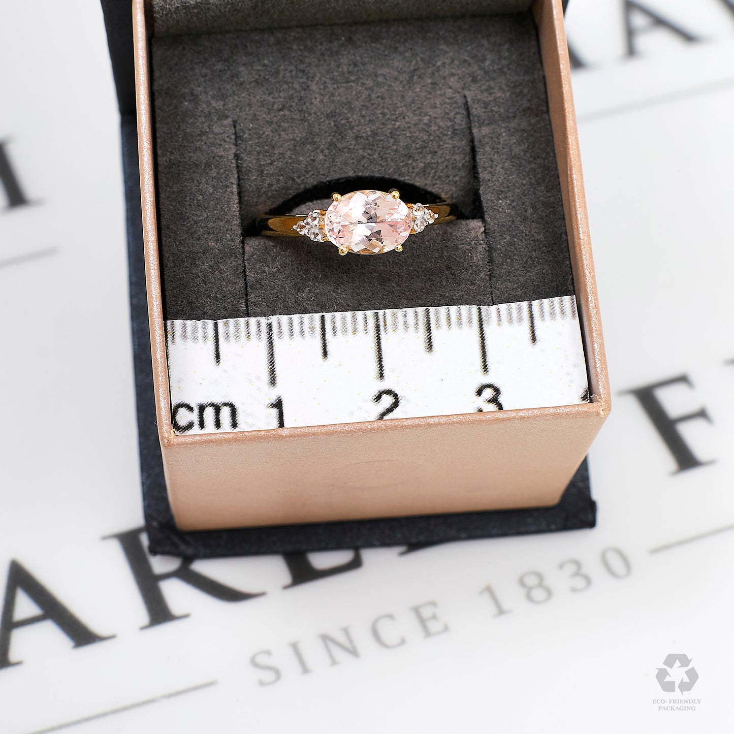 Pre-Owned 9ct Gold Oval Danburite & White Zircon Ring Size N