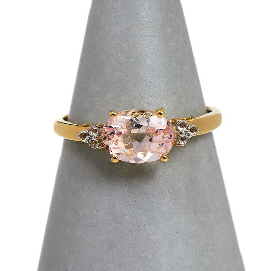 Pre-Owned 9ct Gold Oval Danburite & White Zircon Ring Size N