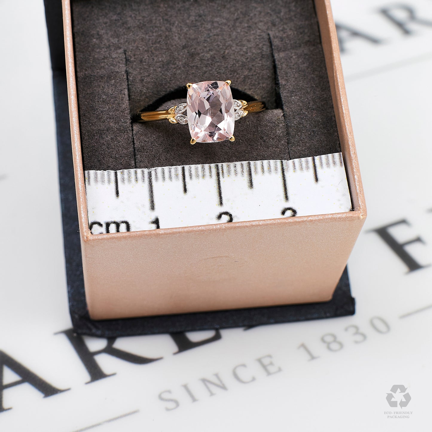 Pre-Owned 9ct Gold Morganite & White Zircon Ring Size N