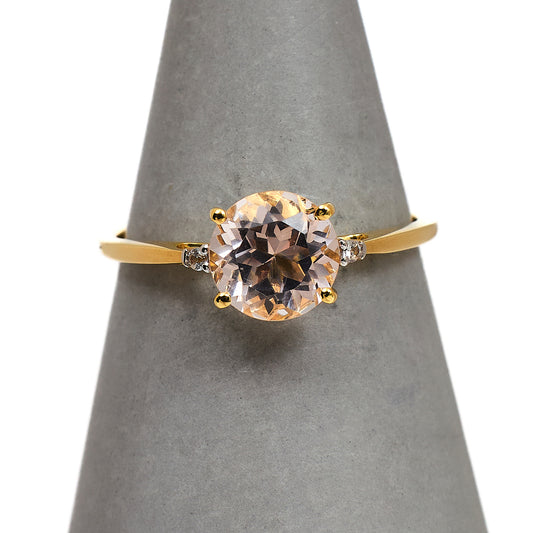 Pre-Owned 9ct Gold Labradorite & 2 White Zircon Ring Size N