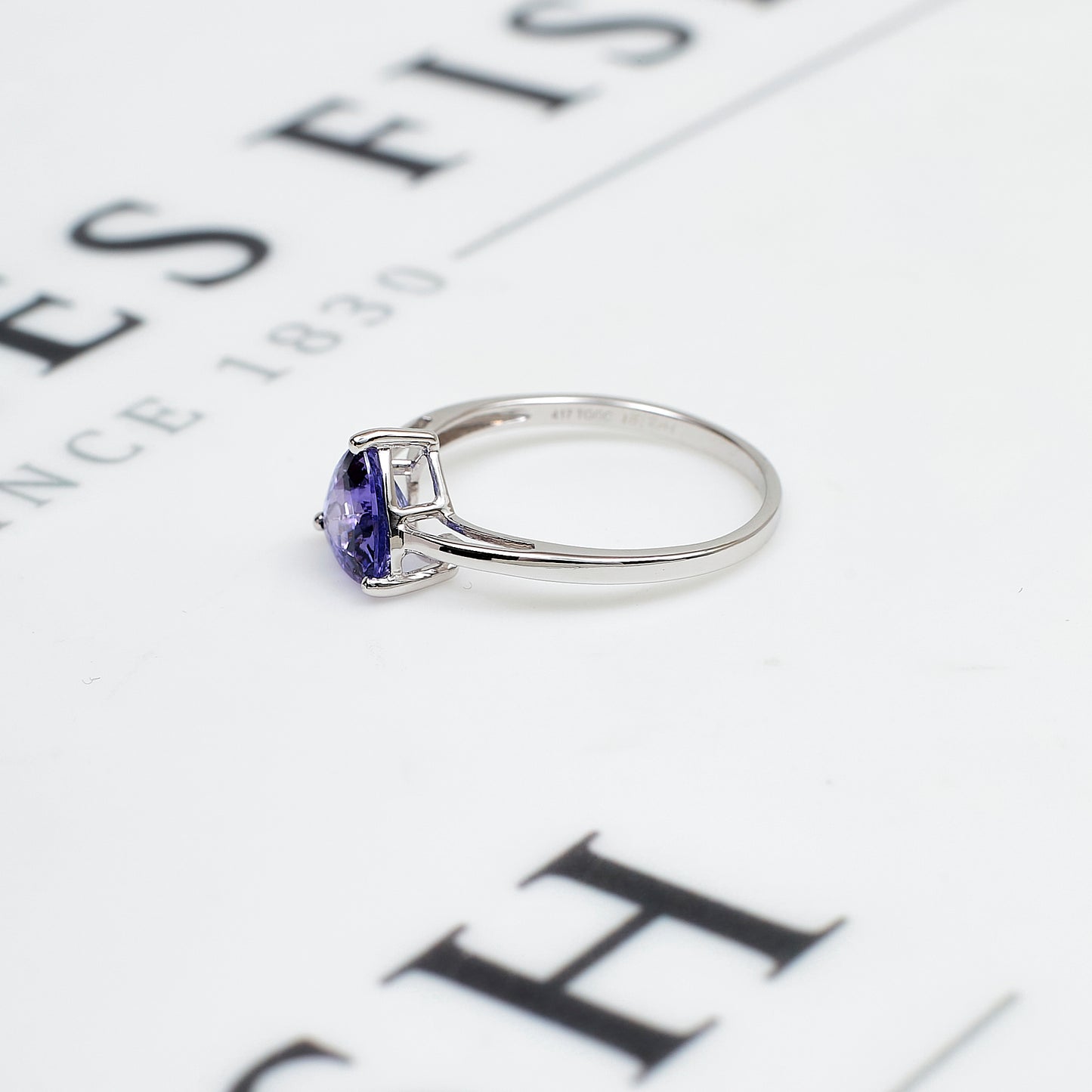 Pre-Owned 9ct White Gold Triangle Tanzanite Ring Size N