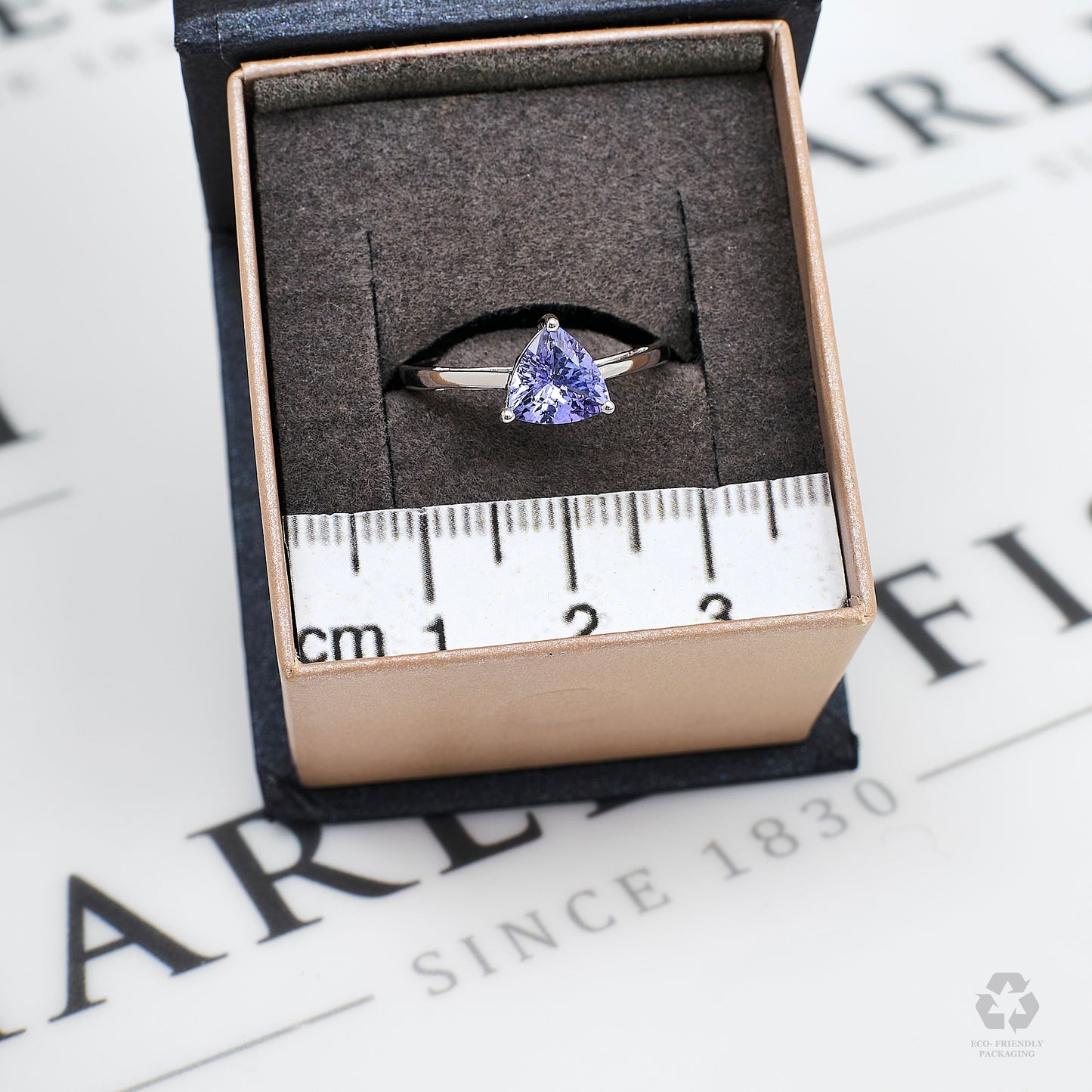 Pre-Owned 9ct White Gold Triangle Tanzanite Ring Size N