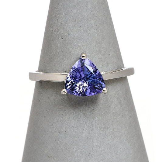 Pre-Owned 9ct White Gold Triangle Tanzanite Ring Size N