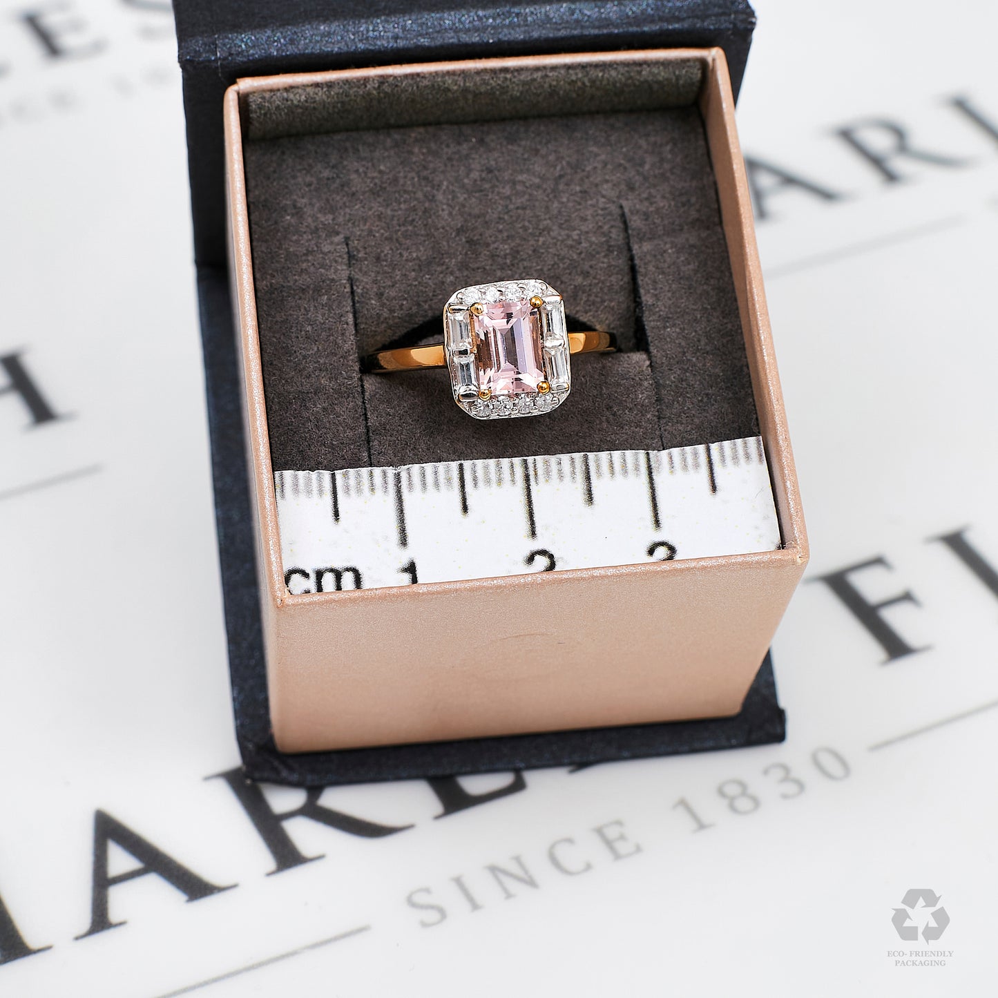 Pre-Owned 9ct Gold Morganite & White Zircon Ring Size N