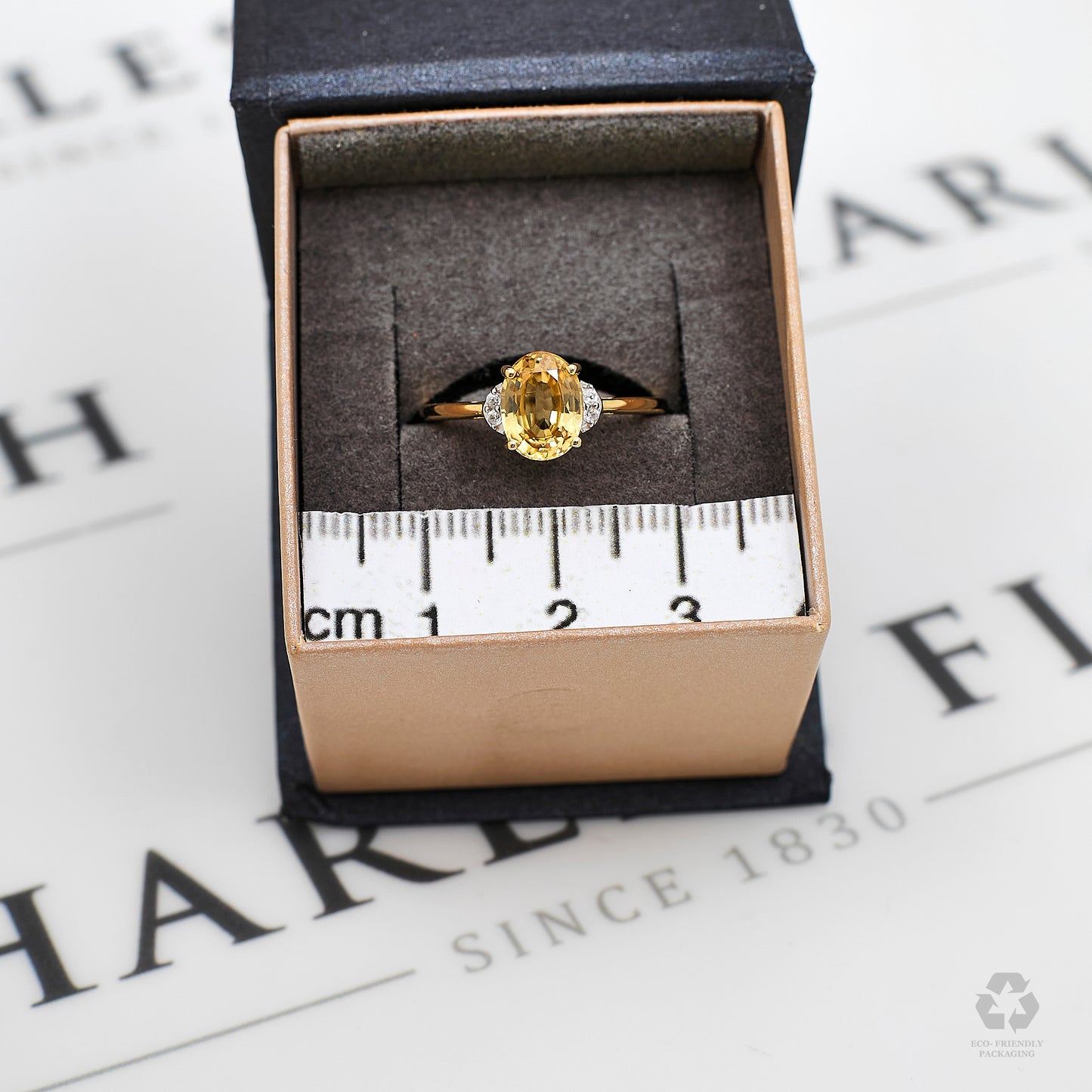 Pre-Owned 9ct Gold Yellow & White Zircon Ring Size N
