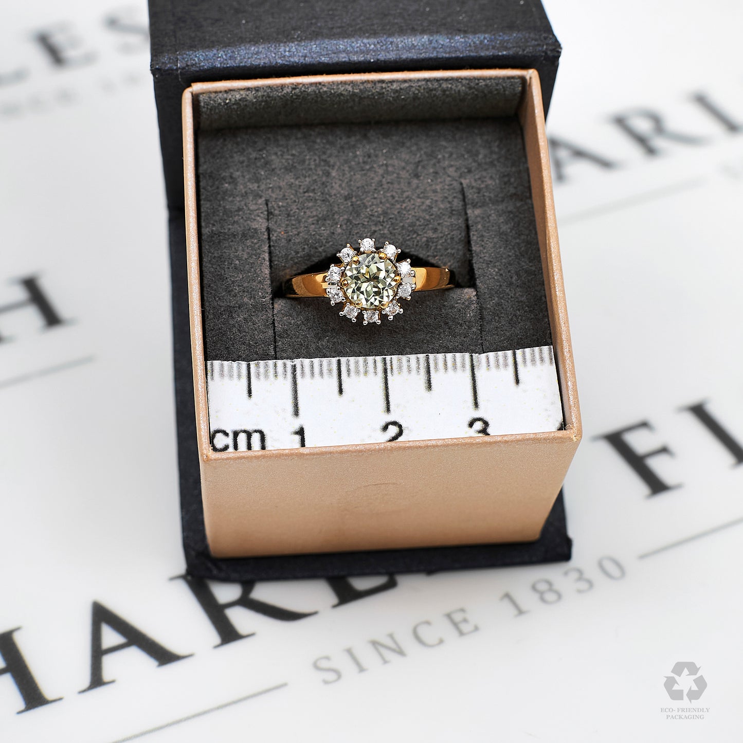 Pre-Owned 9ct Gold Round Diaspore & 10 White Zircon Ring