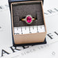 Pre-Owned 9ct Gold Oval Pink Tourmaline White Zircon Ring
