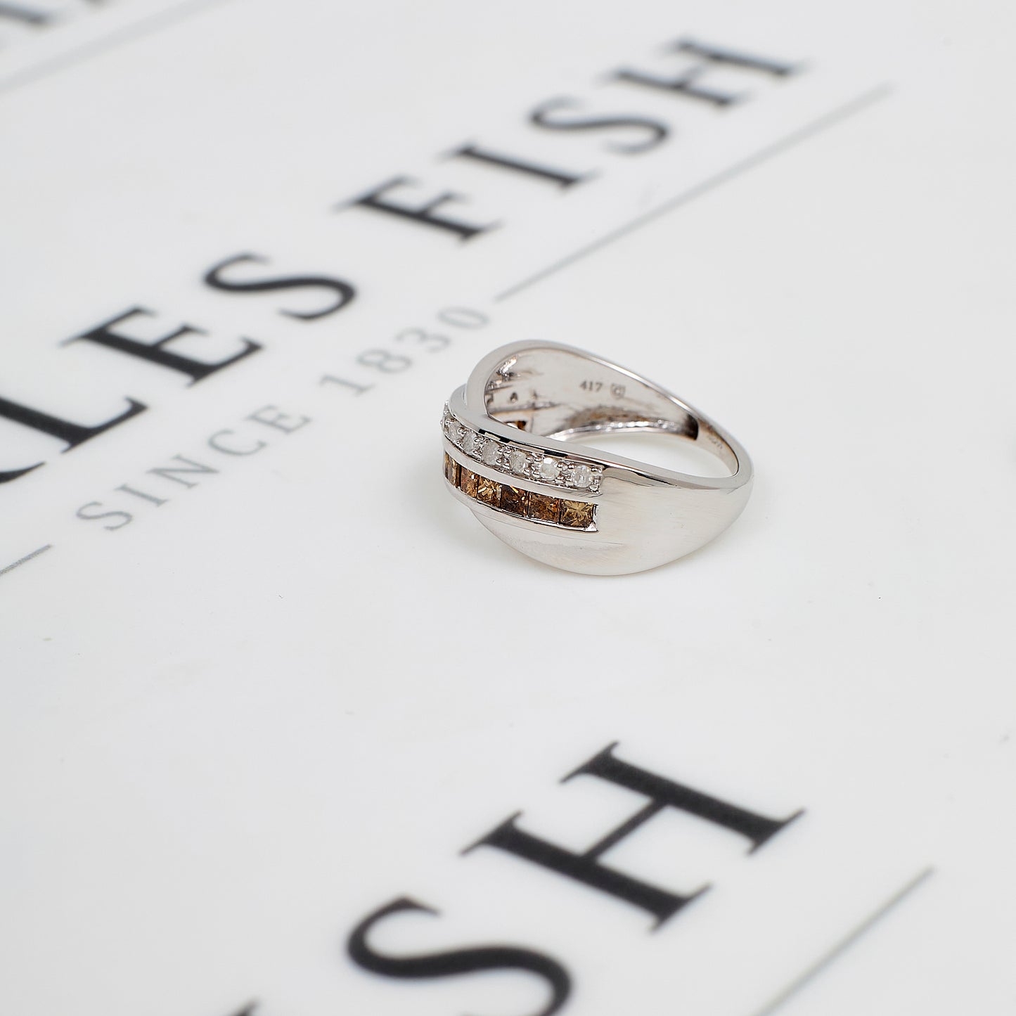 Pre-Owned 9ct White Gold Diamond Crossover Ring Size N