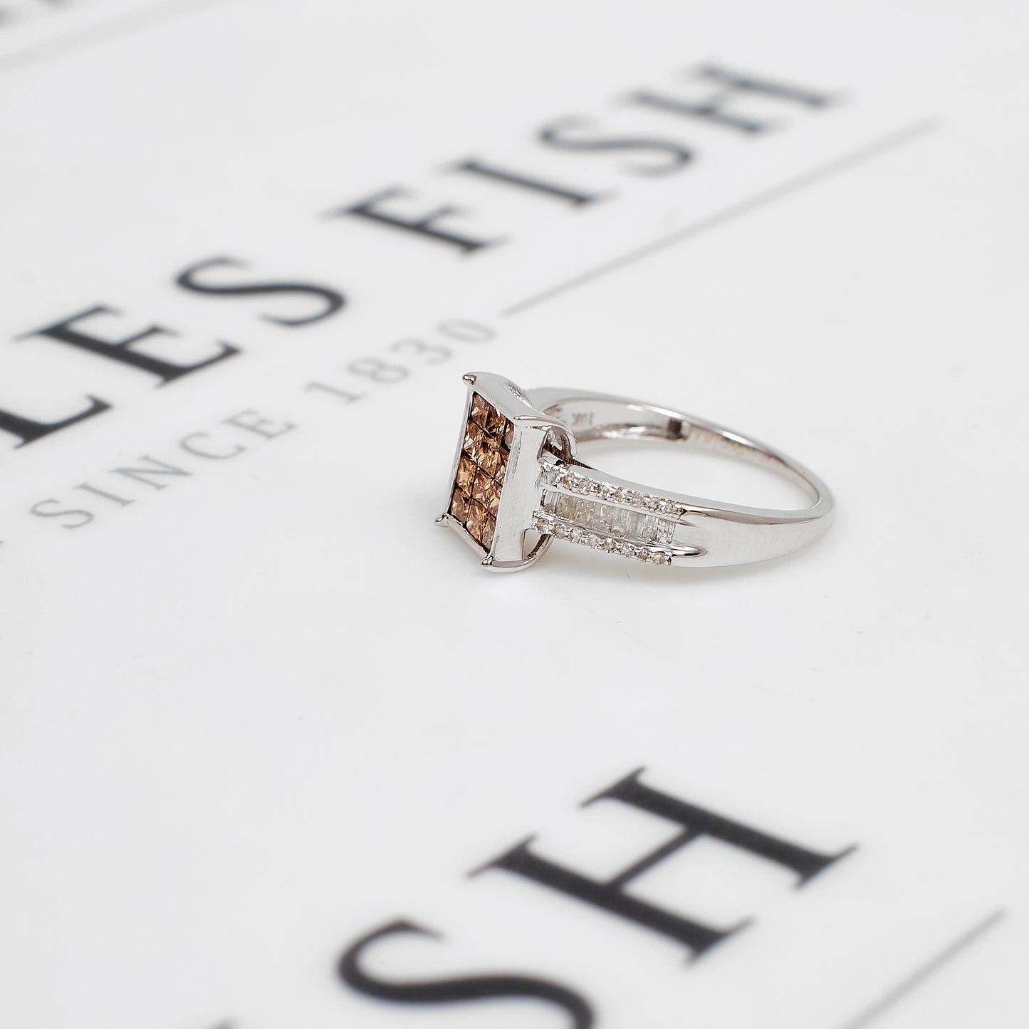 Pre-Owned 9ct White Gold Square Multi Diamond Ring Size N