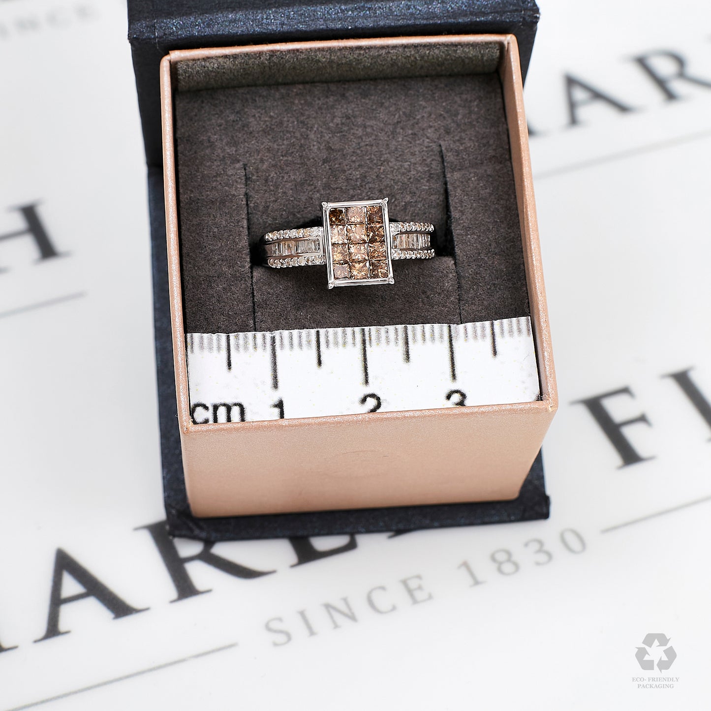 Pre-Owned 9ct White Gold Square Multi Diamond Ring Size N