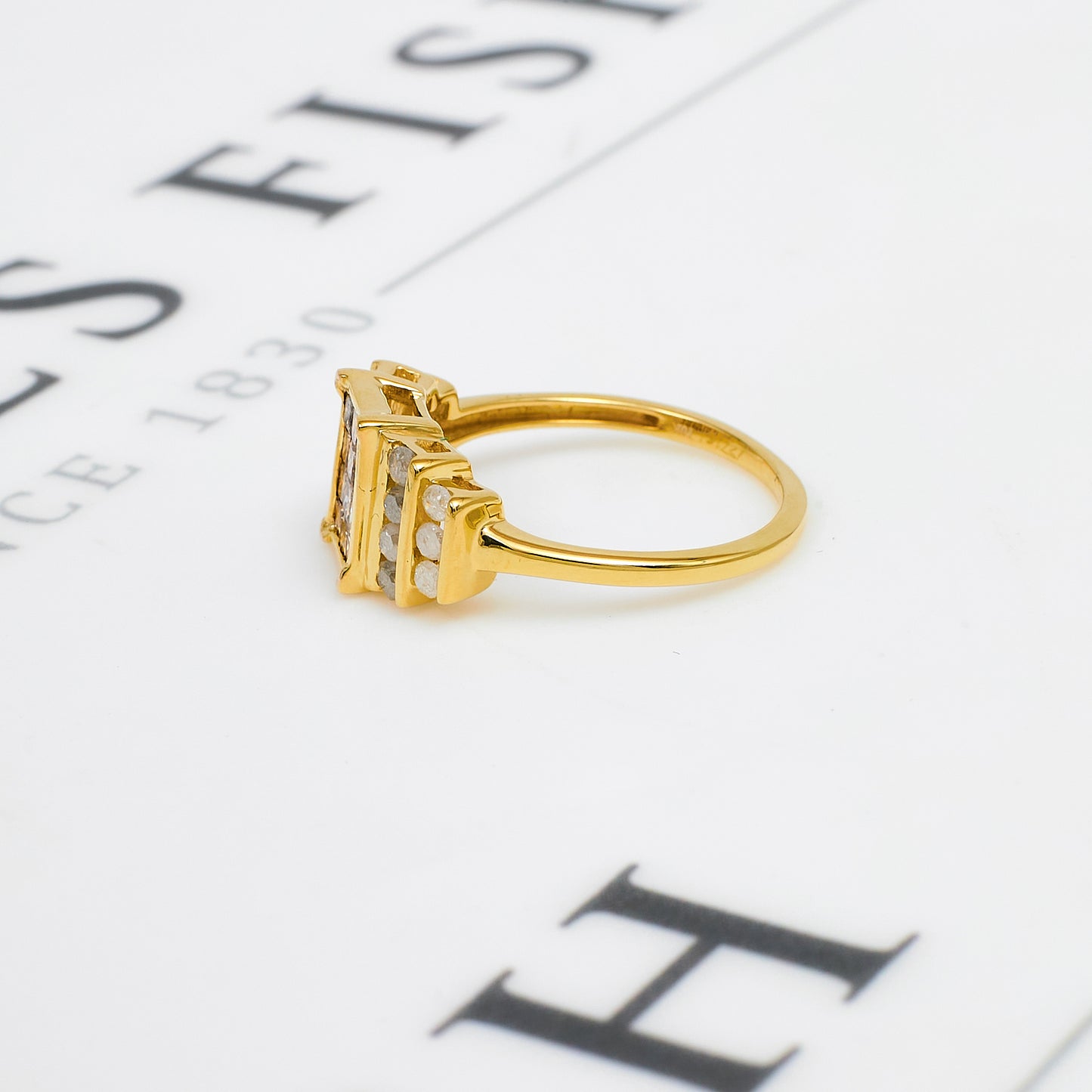 Pre-Owned 9ct Gold Brown & White Diamond Ring Size N
