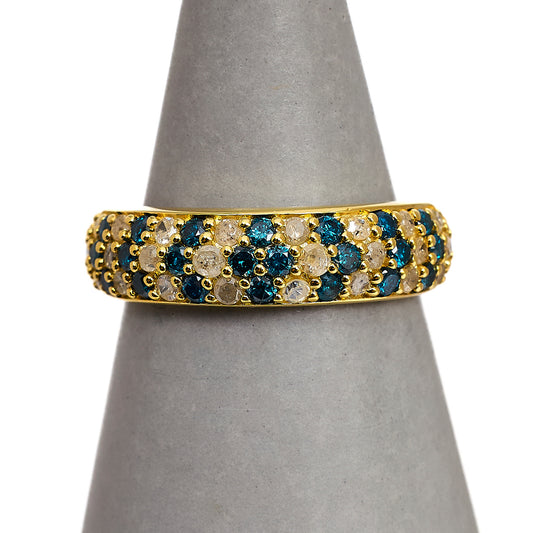 Pre-Owned 9ct Gold Blue Treated Diamond & White Diamond Ring