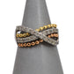 Pre-Owned 9ct Gold Tricolor Diamond X Design Ring Size N