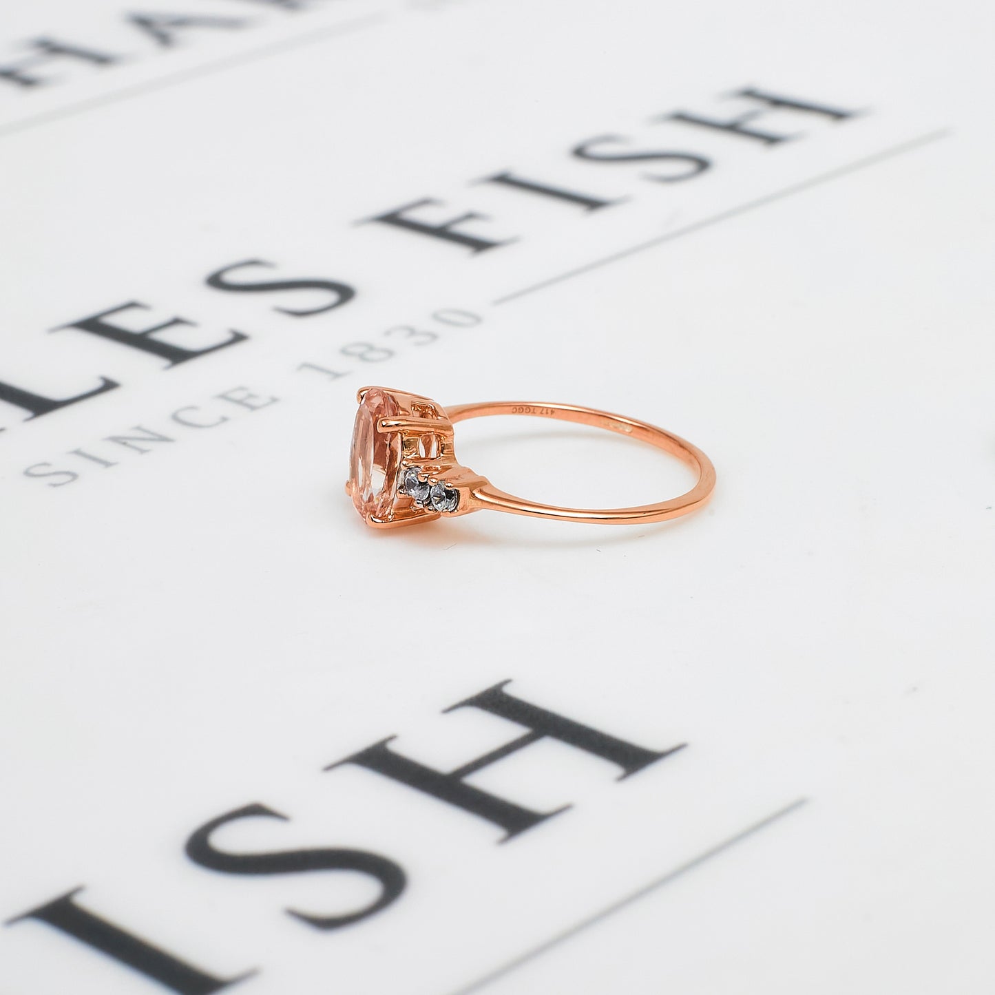 Pre-Owned 9ct Rose Gold Morganite & Diamond Ring Size N.5