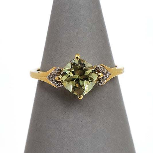 Pre-Owned 9ct Gold Rhombus Diaspore & 10 Diamond Ring Size N