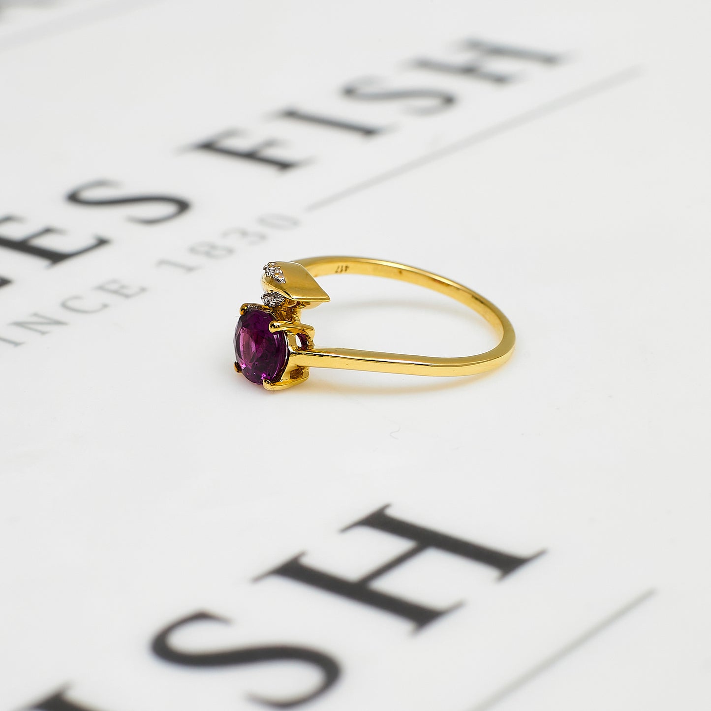 Pre-Owned 9ct Gold Garnet & Diamond Crossover Ring Size N