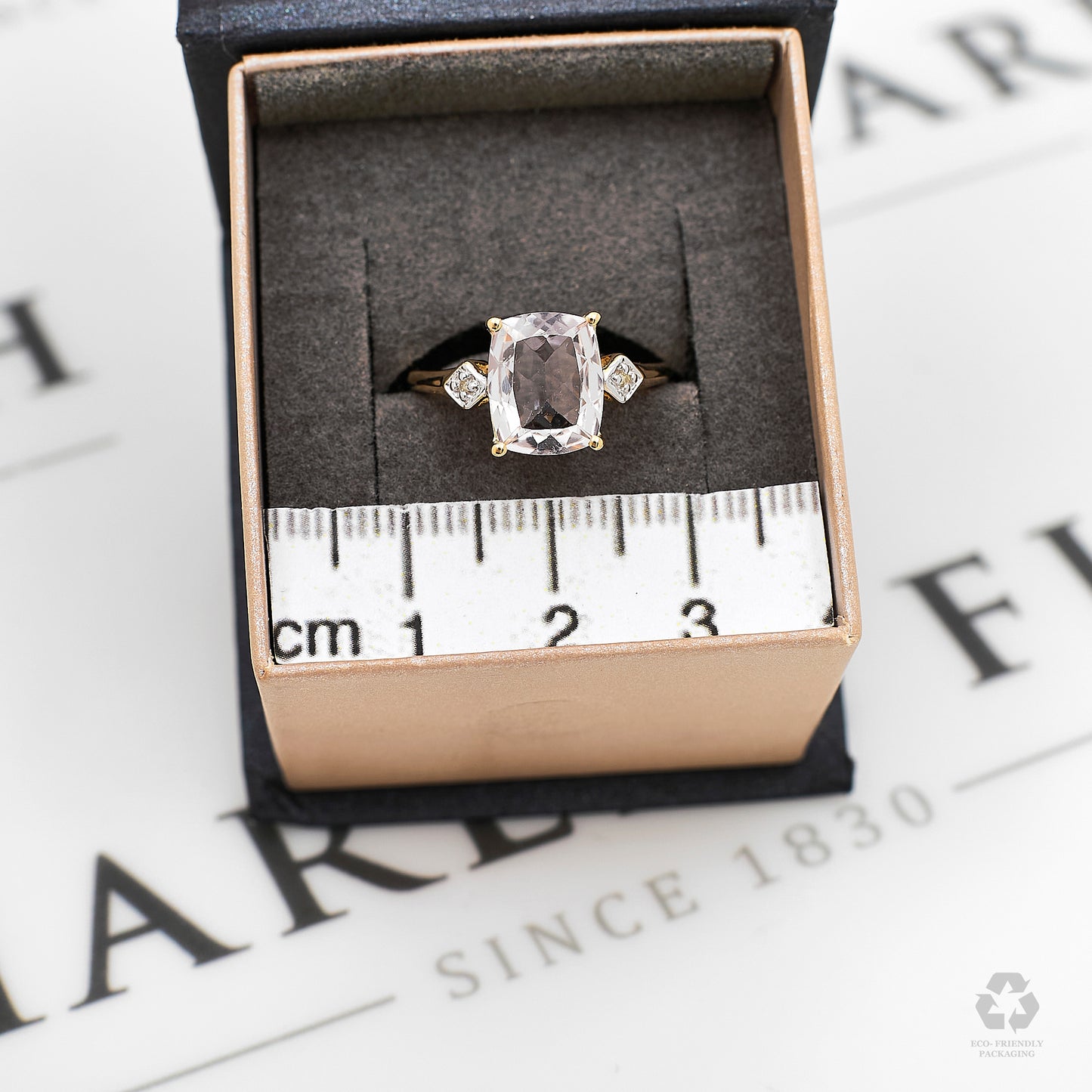 Pre-Owned 9ct Gold Beryl & Diamond Ring Size N
