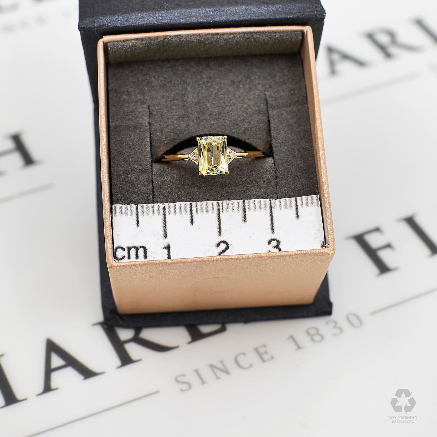 Pre-Owned 9ct Gold Rectangle Spodumene & Diamond Ring Size N
