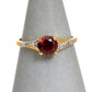 Pre-Owned 9ct Gold Red Zircon & 8 Diamond Ring Size N